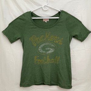 Vintage Packers Mesh Shoulder Tee Women L Green Junk Food Originals